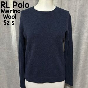RL Polo Merino Wool Sweater-Sz S-Blue-Polo Stitched Logo @ Chest-EUC